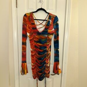 Fashion nova tropical style multicolor dress size large.